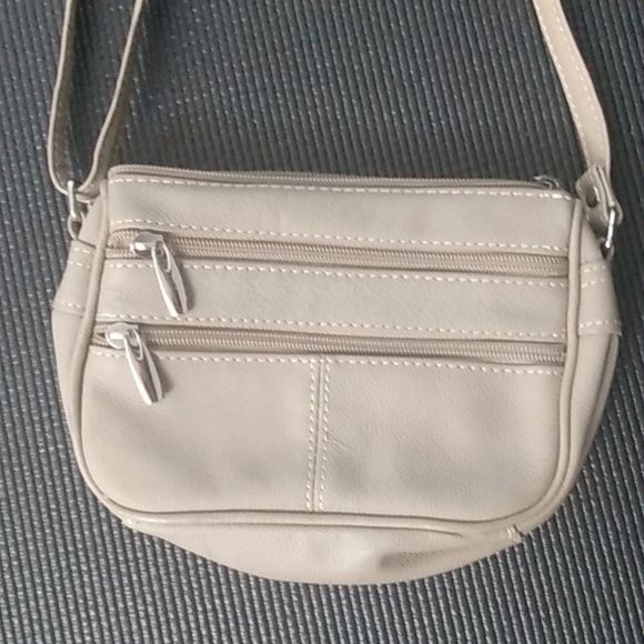 GIFT with purchase Taupe leather crossbody bag purse - Picture 2 of 10